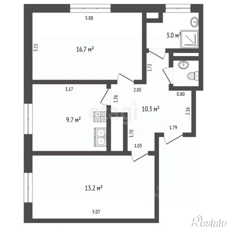 2-комн квартира ул Киевская, 120Б 2,  д. 120Б 2,  к. 2