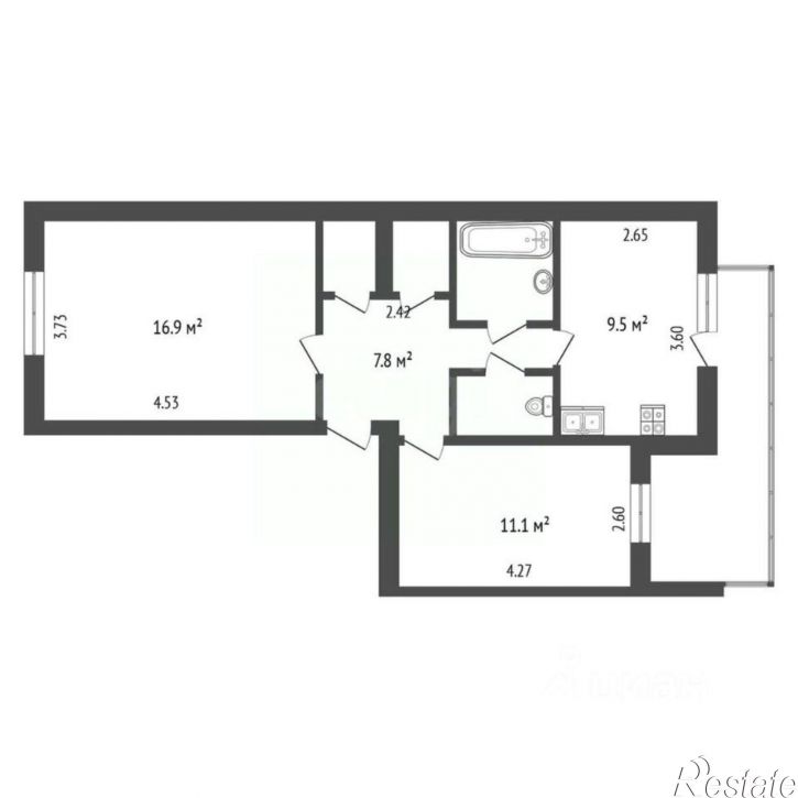 2-комн квартира ул Ковыльная, 26,  д. 26