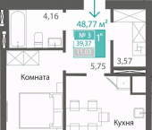 1-комн, 39 кв м, этаж 1/7 ул Караимская, 25