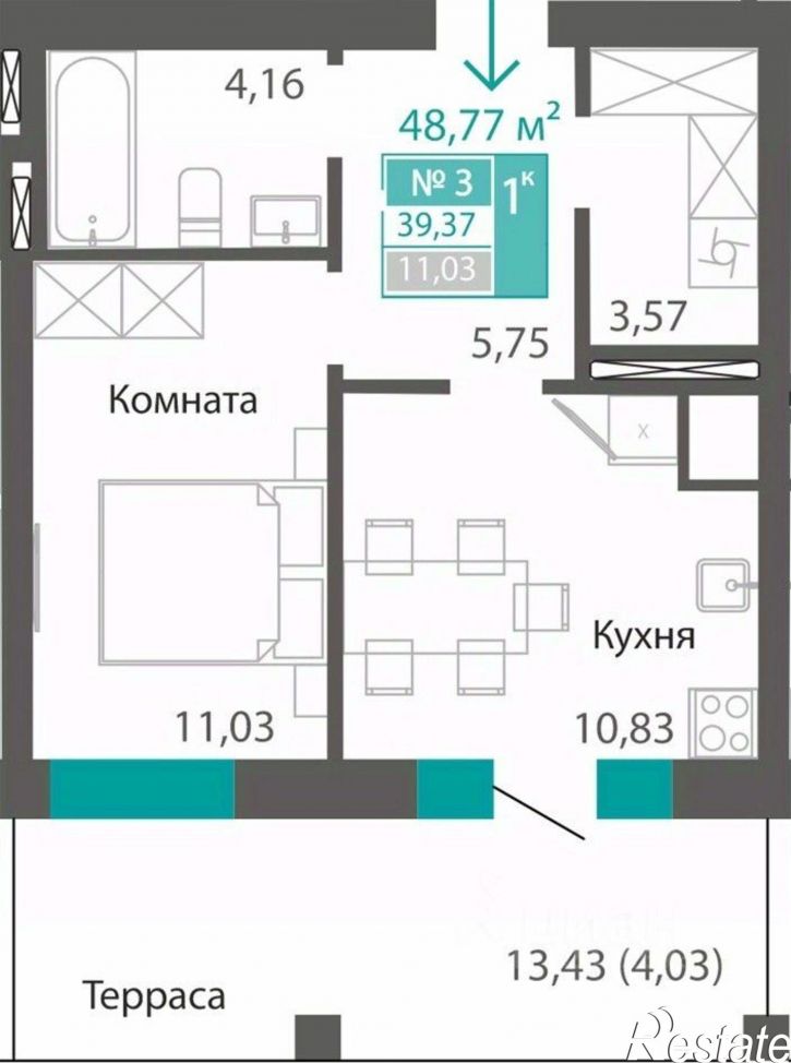 1-комн квартира в новом доме ул Караимская, 25,  д. 25