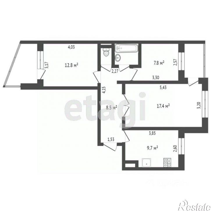 3-комн квартира ул Лермонтова, 13а,  д. 13а