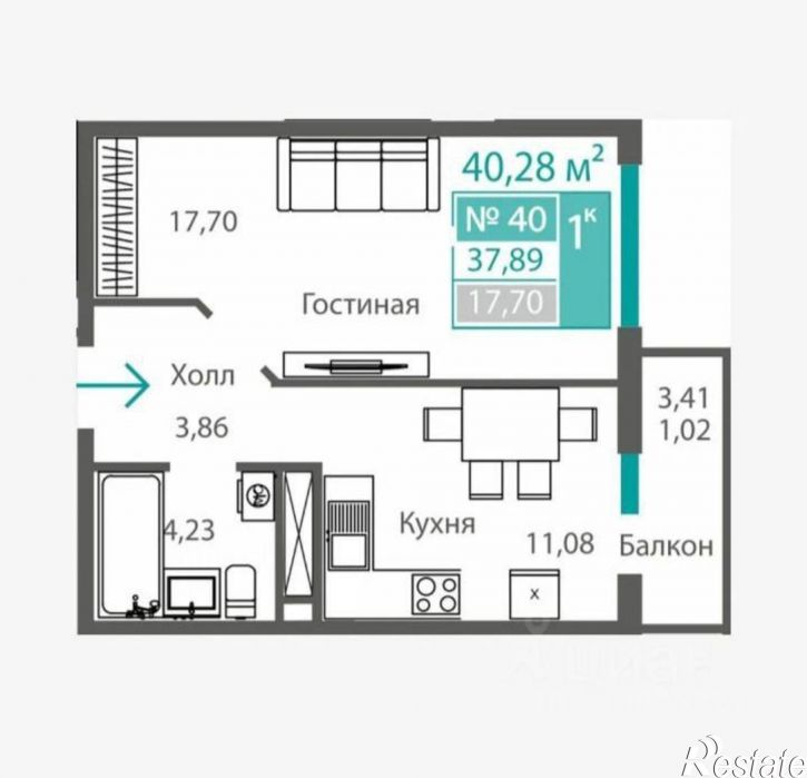 1-комн квартира