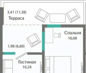 2-комн, 69 кв м, этаж 1/2 Киевский район