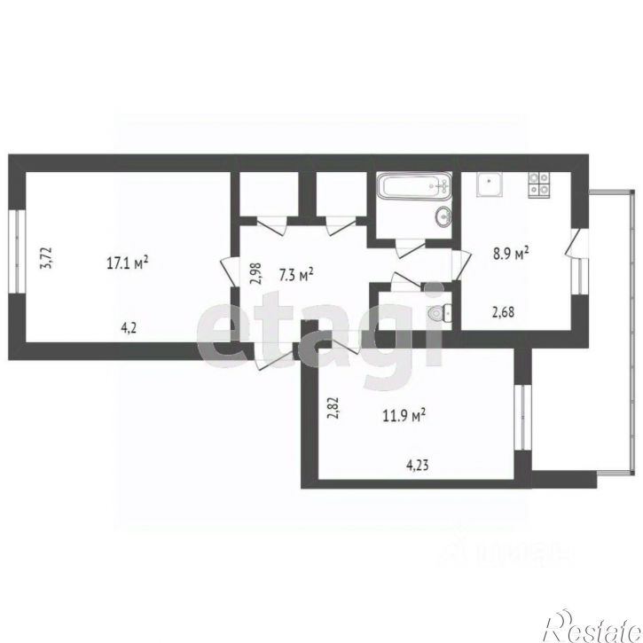 2-комн квартира ул Поповкина, 35,  д. 35