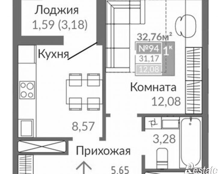1-комн квартира Симферополь, улица Святителя Гурия, 1