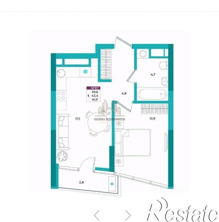 1-комн квартира улица Воровского, 24Г,  д. 24Г