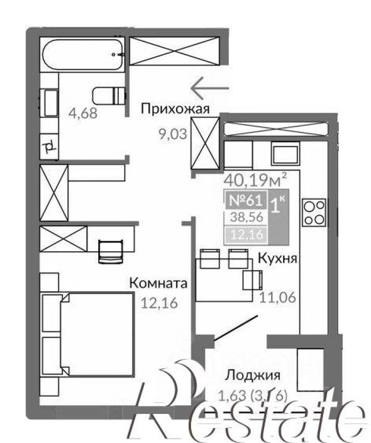 1-комн квартира Проспект Александра Суворова, 3,  д. 3
