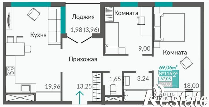 2-комн квартира ул. Святителя Гурия, 1,  д. 1