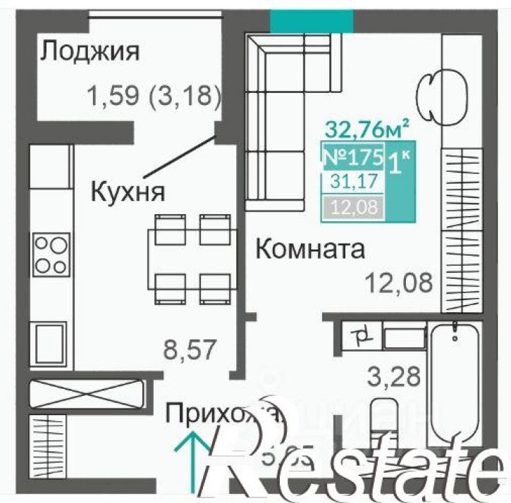 1-комн квартира ул. Святителя Гурия, 1,  д. 1