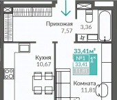 1-комн, 33 кв м, этаж 1/9 ул. Святителя Гурия, 1