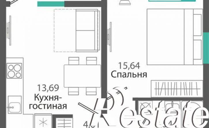 1-комн квартира в новом доме улица Никанорова, 4Ж,  д. 4Ж