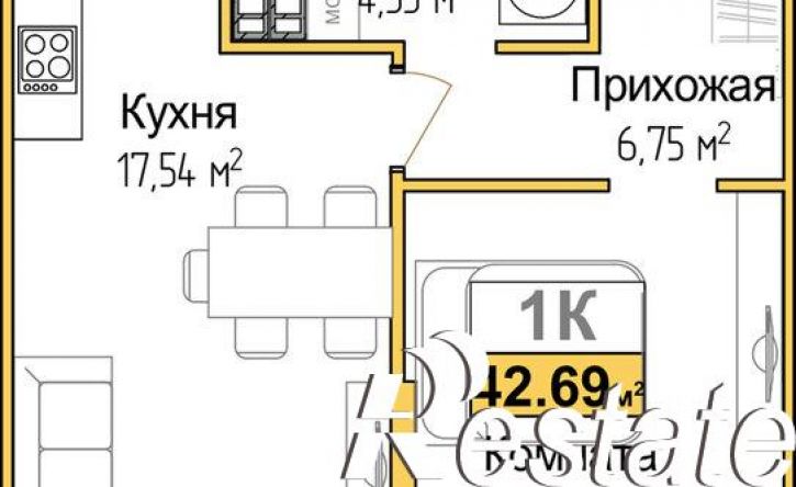 1-комн квартира в новом доме улица Батурина, 147,  д. 147