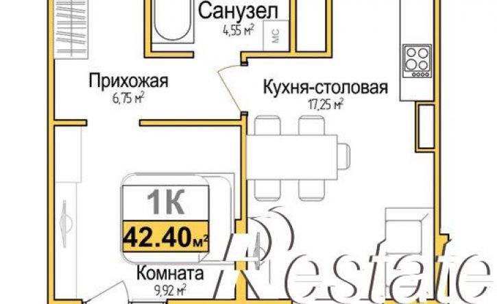 1-комн квартира в новом доме улица Батурина, 107А,  д. 107А